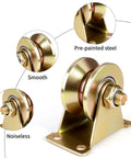 NouraVita 2-inch V-groove gate casters with brackets, heavy-duty steel, gold finish, 4-pack
