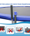 Premium Trampoline Net Poles Replacement Kit Featuring Heavy Duty Foam Padded Straight Uprights With Round Ends Fits 10 Through 16 Foot Spring Beds For A Dope Backyard Upgrade Smooth Safety Essential close-up of replacement poles and trampoline.