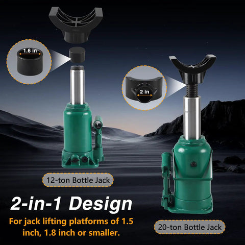 Heavy Duty Two In One Hydraulic Bottle Jack Adapter With Rock Solid Steel Lifting Saddle For Secure Raises On Three Or Four Inch Axle Tubes Pro Shop Gear For Tough Garage Builds And Daily Lifts