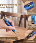 Smooth Operator 3 Temp Wax Melting Pen With Digital Display And Rechargeable USB Heater For Laminate Wood Floor Furniture Countertop And Tile Repair Using Hard Wax Fillers In Blue in use for scratch repair.