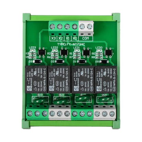 4 Channel Relay Module For Industrial Automation SPDT DIN Rail Mount 24V DC AC Interface Board Gear Up Your Control Power And Protect Key Systems Ideal For PLCs And Microprocessor Projects top view