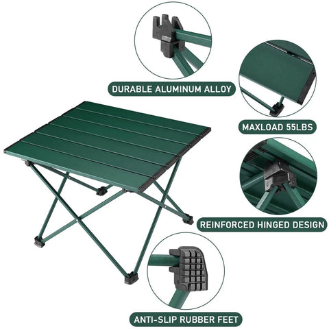 Grab And Go Portable Camping Table With Aluminum Top Foldable Side Table For Outdoor Cooking Hiking And Picnics showing details