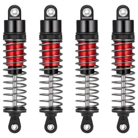 Set of 80mm Aluminum Threaded RC Shock Absorbers, red anodized, for 1/10 scale crawler trucks, durable high-tensile aluminum