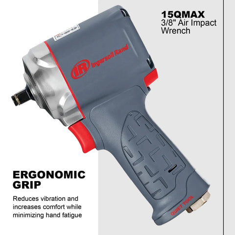Ultra Compact Three Eighth Inch Air Impact Wrench With Quiet Operation, 475 Foot Pounds Nut Busting Torque, ergonomic grip design