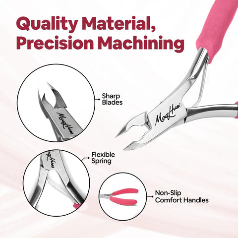 Two Pack Cuticle Nippers And Cutter Set With Pro Grade Ultra Sharp 4mm Jaws Non Slip Comfort Grips Leather Travel Case Stainless Steel Nail Tool