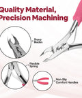 Pro Grade Cuticle Nippers And Cutter For Women With Ultra Sharp 4mm Jaws And Non Slip Grips Travel Leather Case Stainless Steel Nail Tool