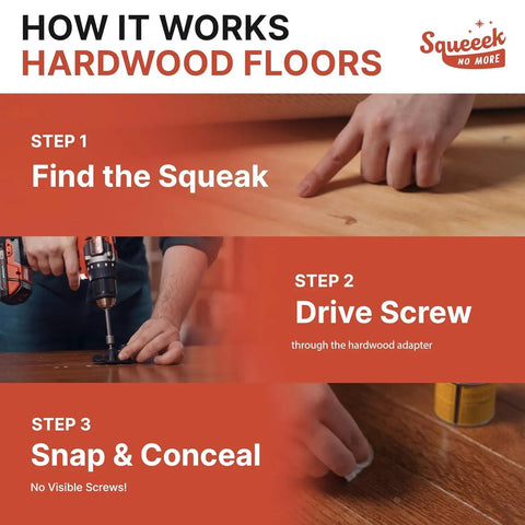 How it Works - Steps to use Pro Grade Replacement Screws For Dead Silent Floors Zinc Plated Rust Resistant Scored Counter Snap Fasteners.