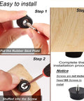 Installation steps for Black Rubber Furniture Pads For Chairs And Tables No Slip Floor Protectors with Round Leg Caps.