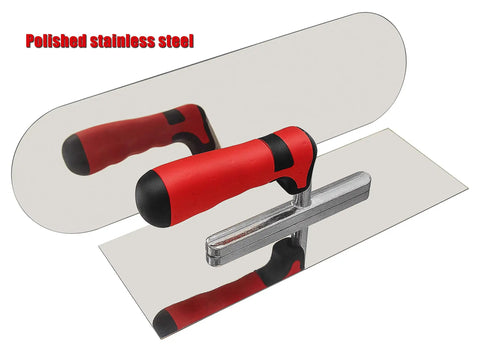 Concrete Tools Set With Pro Grade Stainless Steel Flat Finishing Trowel 11 By 4 Inch And Pool Trowel 14 By 4 Inch visible