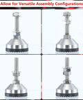 Heavy Duty Stainless Steel Adjustable Leveling Feet With 2000 Lb Capacity And M10 Thread Base for versatile assembly configurations.