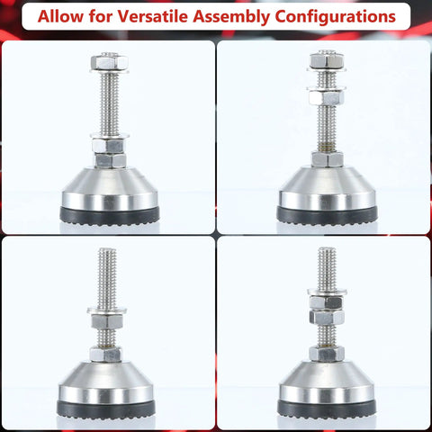Heavy Duty Stainless Steel Adjustable Leveling Feet With 2000 Lb Capacity And M10 Thread Base for versatile assembly configurations.