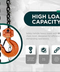 Close-up of Hand Chain Hoist 2200 Lb, 10 Ft Lift, Dual Hooks, Forged Locks 4 To 1 Safety, showcasing the forged hook.