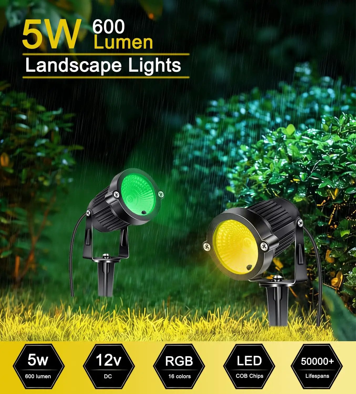 RGB Landscape Lighting Kit 8 Pack 5W Low Voltage 12V ✓