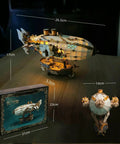 Victorian Steampunk Airship 3D Puzzle Model DIY Kit for Adults With 648 Pieces Buildable Dirigible Craft displayed with box