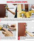 No Sweat Door Lock Installation Kit Featuring Hella Tough Tungsten Steel Cutters And Razor Sharp Chisel for aligning knife bar during installation steps.