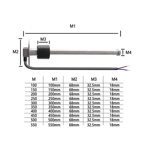 Diagram of 240-33 Ohm Marine Fuel Sending Unit For 12 Inch Gas Tank Gauge Sensor Boat Sender Replacement in SUS316 Stainless Steel