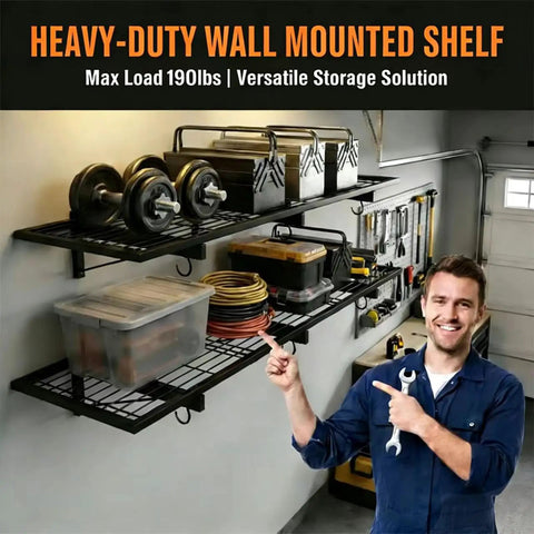 Heavy Duty Garage Wall Shelves 46 Inch By 12 Inch Floating Shelves Wall Mounted With 190 Lb Load Capacity Black Storage Rack