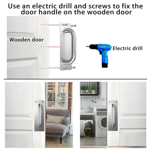 Top Notch Stainless Steel Door Handles 4 Pack, Slick Pull And Push Knobs 7.9 By 2.5 Inches, Smooth As Butter Silver Finish For Wooden Or Composite Doors, Barns And Home Upgrades