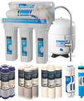 Solid Five Stage Under Sink Reverse Osmosis Drinking Water Filter System With Nsf Certified Membrane And Four Year Filter Supply for residential use with multiple filter stages.