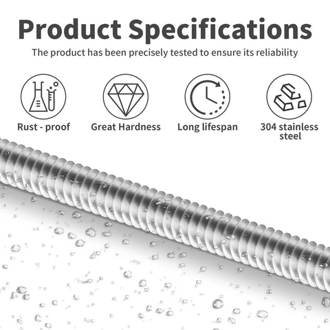 Long M8 x 1.25mm x 300mm Fully Threaded Rod Beefy Heavy Duty 304 Stainless Steel With Right Hand Threads For Anchor Bolts Clamps And Hangers Corrosion Resistant All Thread Screw Bar Stud Pack Of 1, rust-proof threaded rod with water droplets