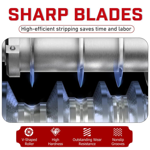 Detail of sharp blades on Heavy Duty Automatic Electric Wire Stripper Machine With 700W Motor And 11 Channels for precise stripping.