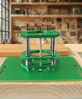 Dead Nuts Accurate Router Table Lift System With Slick Insert Plate For Woodworking Engraving Slotting And Trimming Rigs No Sweat Aluminum Base Pro Rig Setup green lift system on surface