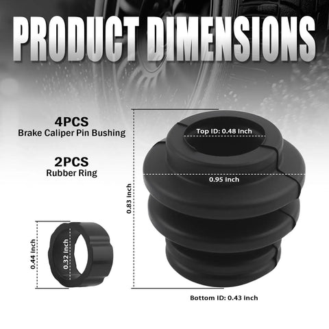 Four Piece Rubber Brake Caliper Pin Bushings Kit With O Ring Dustproof Slide Pins Compatible dimensions
