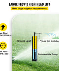 Diagram showing Half HP Submersible Well Pump With 164 Ft Head And 25.5 GPM Flow in use for irrigation, highlighting pump depth