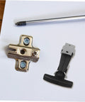 Beefy Stainless Steel Engine Hood Latch Kit with Rubber T Handle easy install components on white surface