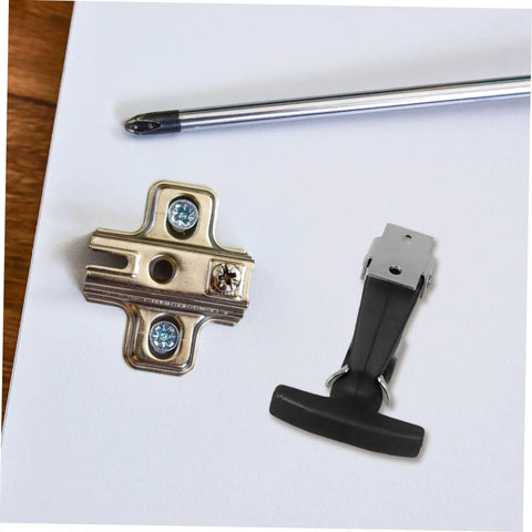 Beefy Stainless Steel Engine Hood Latch Kit with Rubber T Handle easy install components on white surface