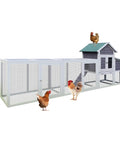 Spacious Wooden Chicken Coop And Rabbit Hutch For Outdoors With Nesting Box, Waterproof Roof, sliding door, and removable tray