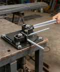 Heavy Duty Manual Rebar Bender For Steel Bars Up To 14Mm Adjustable Bending Angle Up To 200 Degrees on a workstation.