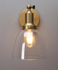 Industrial Vintage Slope Pole Wall Mount Sconce Light Fixture With Six Point Seven Inch Oval Clear Glass Shade In Antique Gold Finish