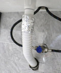 Bomei Pack Heavy Duty Aluminum Foil Tape For HVAC And Metal Repair Plus Air Ducts Sealing on a white pipe connection.