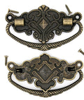 Six Pack Vintage Antique Brass Bail Pull Handles For Wooden Drawers And Cabinets 2.8 Inch Length And 1.7 Inch Height