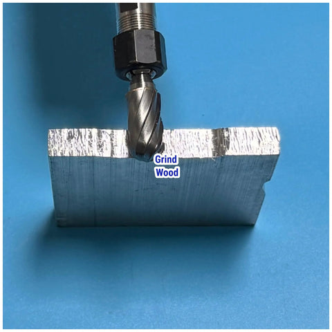 Carbide burr with 1/4 in shank grinding aluminum block; die grinder bit