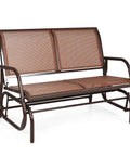Two Person Swing Glider Chair 48 Inch Cozy Patio Bench For Outdoor And Indoor Use Steel Rocking Loveseat In Brown