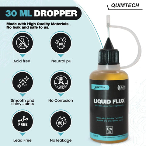 Liquid Solder Flux Dropper 30 Ml 1 Oz No Clean Rosin Mildly Activated Flux For Electronics Soldering RoHS Compliant Lead Free Soldering