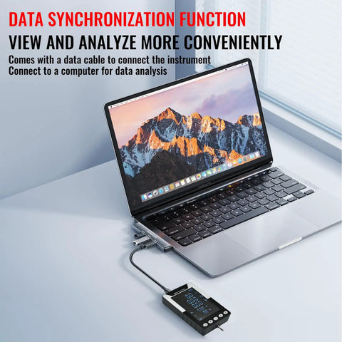 Large Screen Digital Force Gauge 1000N Push Pull Meter With Data Output Real Time And Peak Value Modes First Peak Toggle Dual Kg And Lb Display Screen Flip Function Zero Point Five Percent Accuracy Beast Tension And Compression Tester connected to laptop