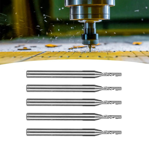 Five Piece Metal Milling Cutter Set With Single Blade End Mill Spiral CNC Router Bit Tungsten Carbide Engraving Tool 3.175mm Shank