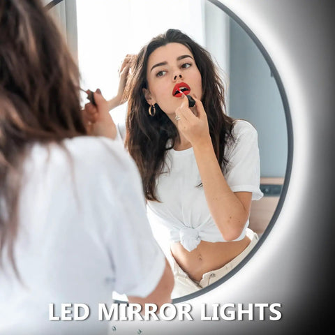Woman applying makeup with Ultra Bright 20 Foot White LED Strip Lights With 360 LEDs And 6500K Daylight White