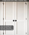 Louvered closet doors with oil rubbed bronze passage door knobs for hallways and closets interior doors non locking hardware.