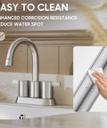 Brushed Nickel 4 Inch Centerset Bathroom Faucet With Two Handles Lead Free And Durable, easy to clean with corrosion resistance