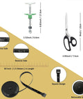 Sewing measurement tools with scissors: retractable tape measure, gauge, 23 cm scissors, in the All-In-One Sewing And Quilting Kit With 45mm Rotary Cutter A3 Cutting Mat Fabric Scissors Three Replacement Blades Two Quilting Rulers No Fuss Sewing Clips For Easy Fabric Cutting Patchwork Quilting And Sewing.