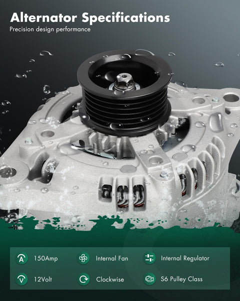 Alternator Replacement For Hyundai Sonata 2015 2019 Santa Fe 2019 2020 Kia Optima 2016 12V 150 Amp CW S6 Pulley detailed view