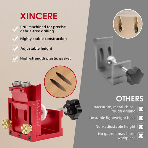 Top Shelf Pocket Hole Jig Kit For Woodworking Rugged Aluminum Guide with adjustable height and precision drill bits for clean drilling.
