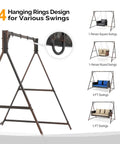 7 Foot Rattan Porch Swing Frame Heavy Duty Outdoor Stand With Metal Frame 4 Hanging Rings for various swings