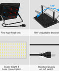 Beast Mode 500W LED Outdoor Flood Light With 50,000 Lumens, UL Listed, IP66 Waterproof features heat sink, adjustable bracket, plug