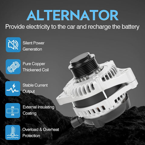 Beefed Up 130 Amp High Output Alternator Replacement For Odyssey V6 3 5L 2014 2015 2016 2017 Drop In Fit shown with features