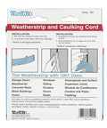 Back of Mortite Fingertip Caulking Cord package showing installation instructions and product uses.